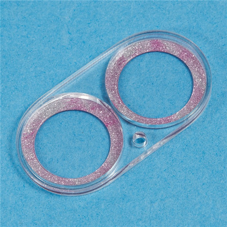 For iPhone 16 / 16 Plus Camera Lens Protector Glitter Tempered Glass Lens Film - Pink