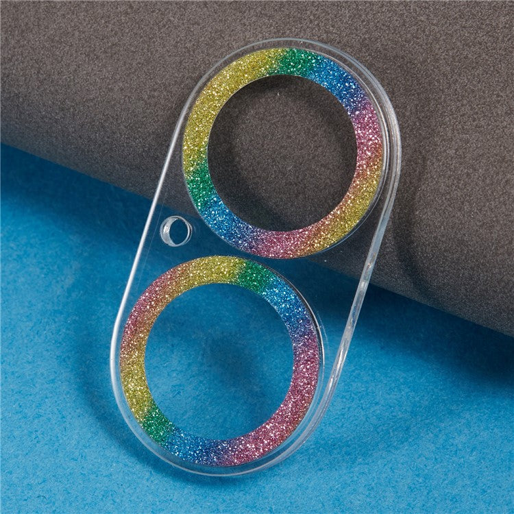 For iPhone 16 / 16 Plus Camera Lens Protector Glitter Tempered Glass Lens Film - Multi-color