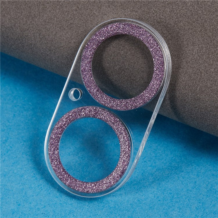 For iPhone 16 / 16 Plus Camera Lens Protector Glitter Tempered Glass Lens Film - Purple