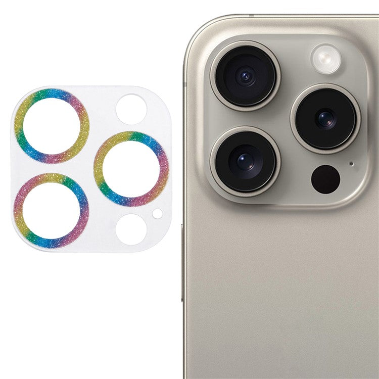 For iPhone 16 Pro / 16 Pro Max Camera Lens Protector Glitter Tempered Glass Lens Film - Multi-Color