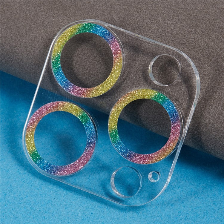 For iPhone 16 Pro / 16 Pro Max Camera Lens Protector Glitter Tempered Glass Lens Film - Multi-Color
