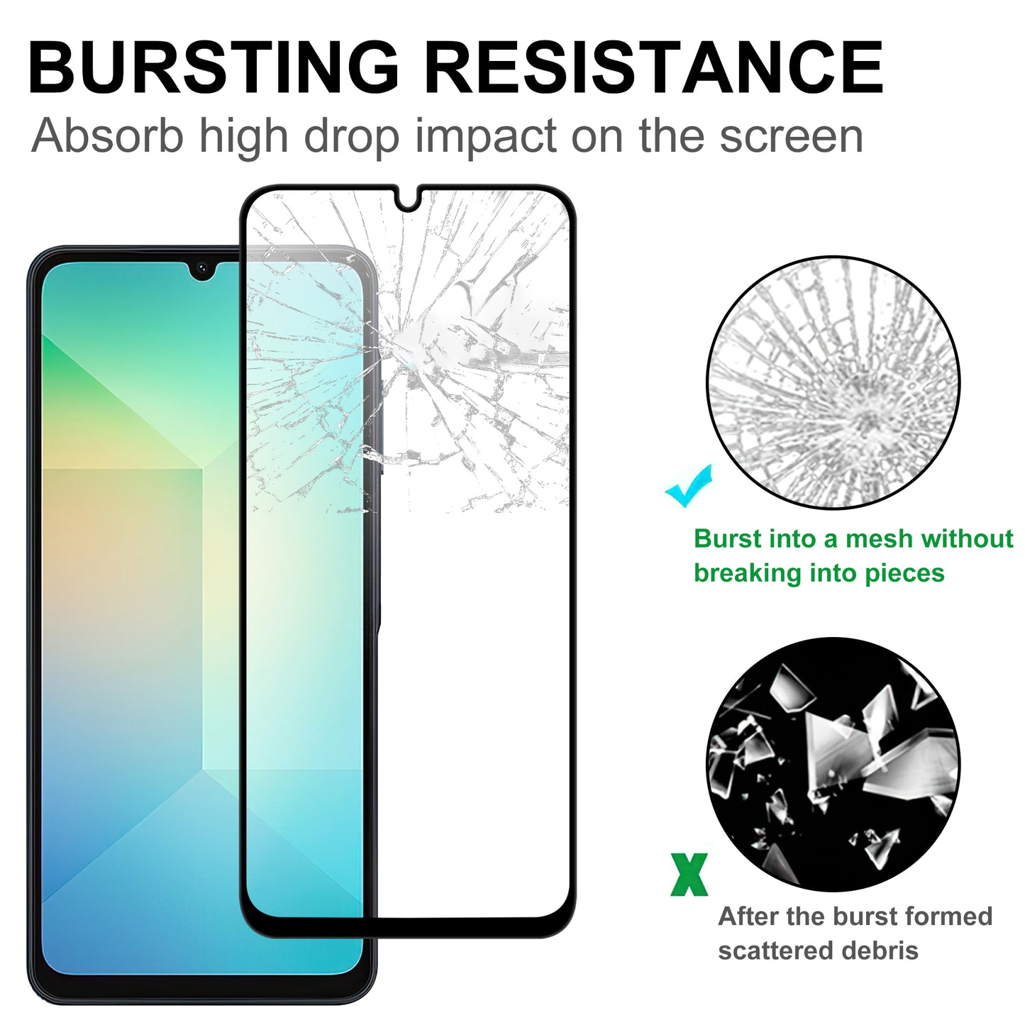 For Samsung Galaxy A06 AGC Glass Screen Protector Full Glue Black Edge Screen Film