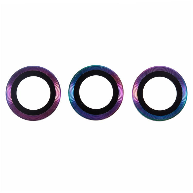 For iPhone 16 Pro / 16 Pro Max Camera Lens Protector CD Veins Metal Ring Tempered Glass Film - Multi-Color