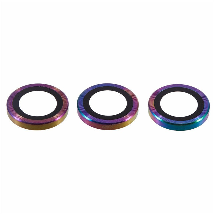 For iPhone 16 Pro / 16 Pro Max Camera Lens Protector CD Veins Metal Ring Tempered Glass Film - Multi-Color