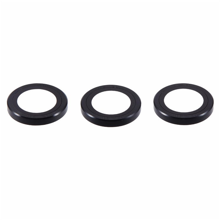 For iPhone 16 Pro / 16 Pro Max Camera Lens Protector CD Veins Metal Ring Tempered Glass Film - Black