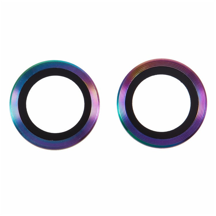 For iPhone 16 / 16 Plus Camera Lens Protector CD Veins Metal Ring Tempered Glass Film - Multi-color