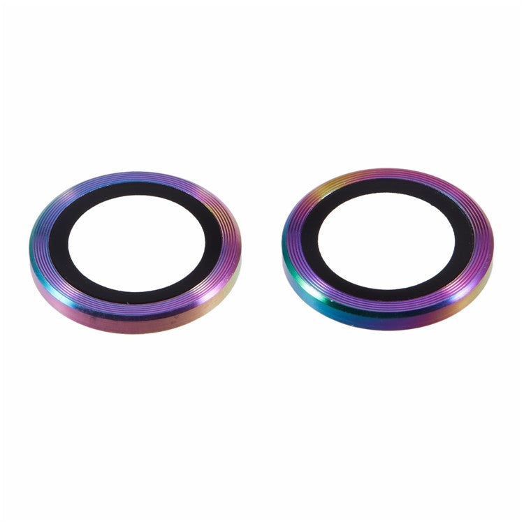 For iPhone 16 / 16 Plus Camera Lens Protector CD Veins Metal Ring Tempered Glass Film - Multi-color