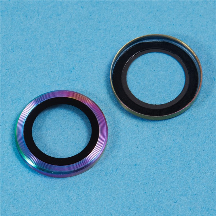 For iPhone 16 / 16 Plus Camera Lens Protector CD Veins Metal Ring Tempered Glass Film - Multi-color