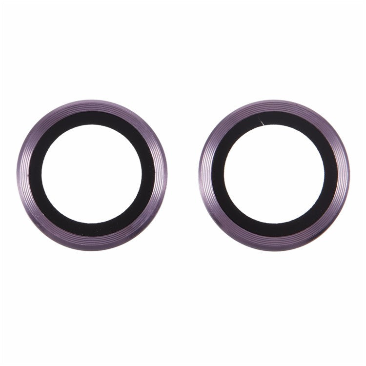 For iPhone 16 / 16 Plus Camera Lens Protector CD Veins Metal Ring Tempered Glass Film - Purple