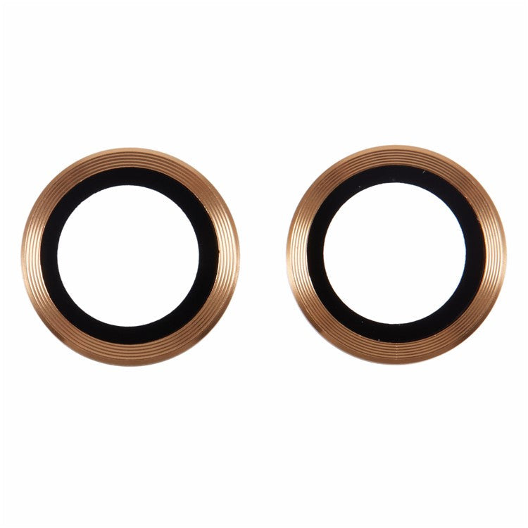 For iPhone 16 / 16 Plus Camera Lens Protector CD Veins Metal Ring Tempered Glass Film - Gold