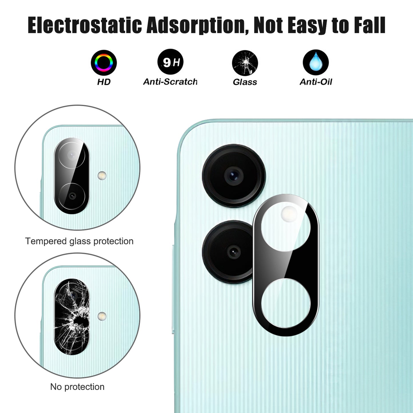 For Samsung Galaxy A06 Camera Lens Protector Black Tempered Glass Lens Film