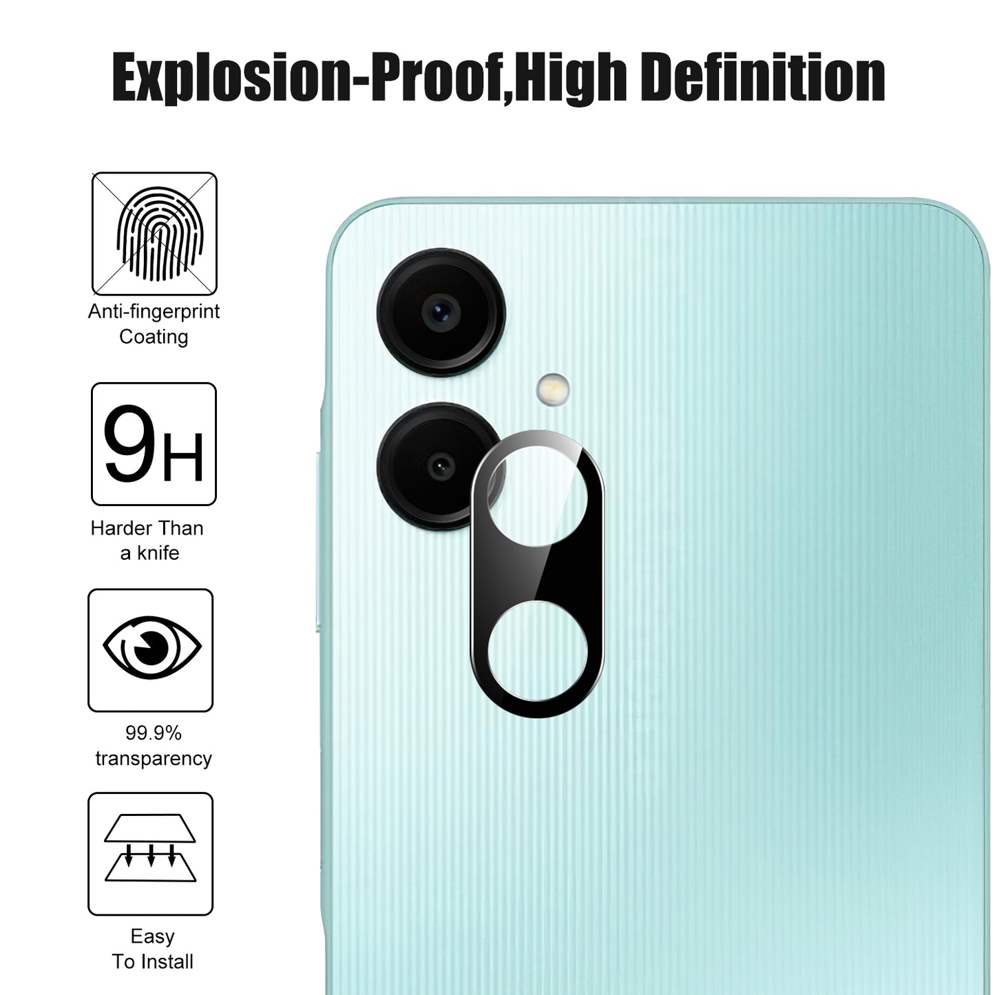 For Samsung Galaxy A06 Camera Lens Protector Black Tempered Glass Lens Film