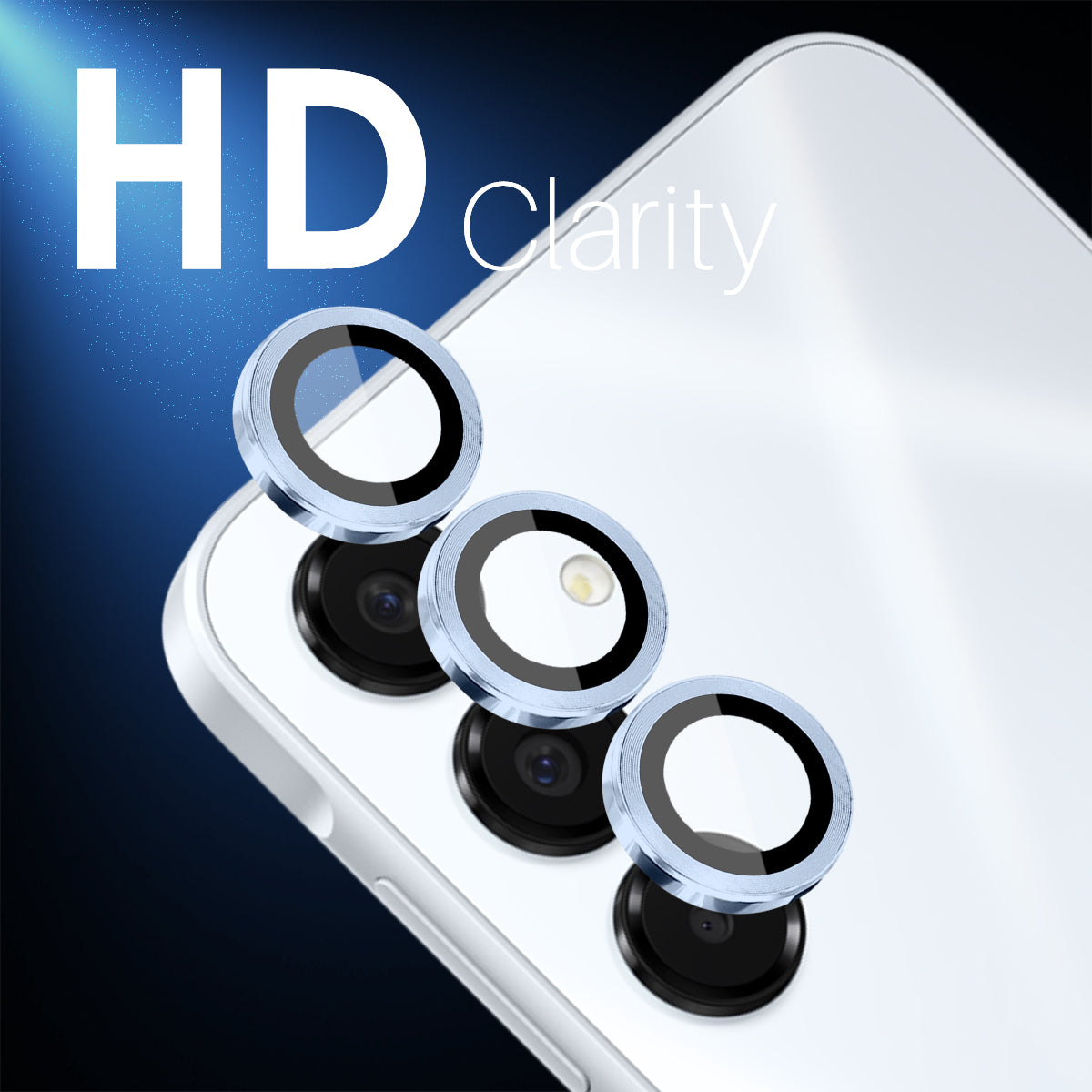 NORTHJO 1 Set For Samsung Galaxy A16 5G / A16 4G Camera Lens Flim+Tempered Glass+Metal Ring Lens Protector - Blue