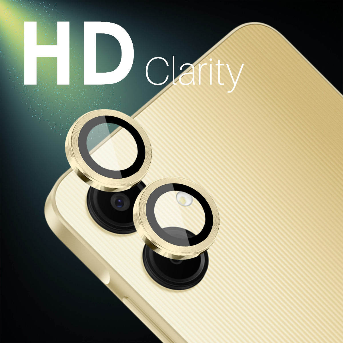 NORTHJO 1 Set For Samsung Galaxy A06 Camera Lens Flim+Tempered Glass+Metal Ring Lens Protector - Gold