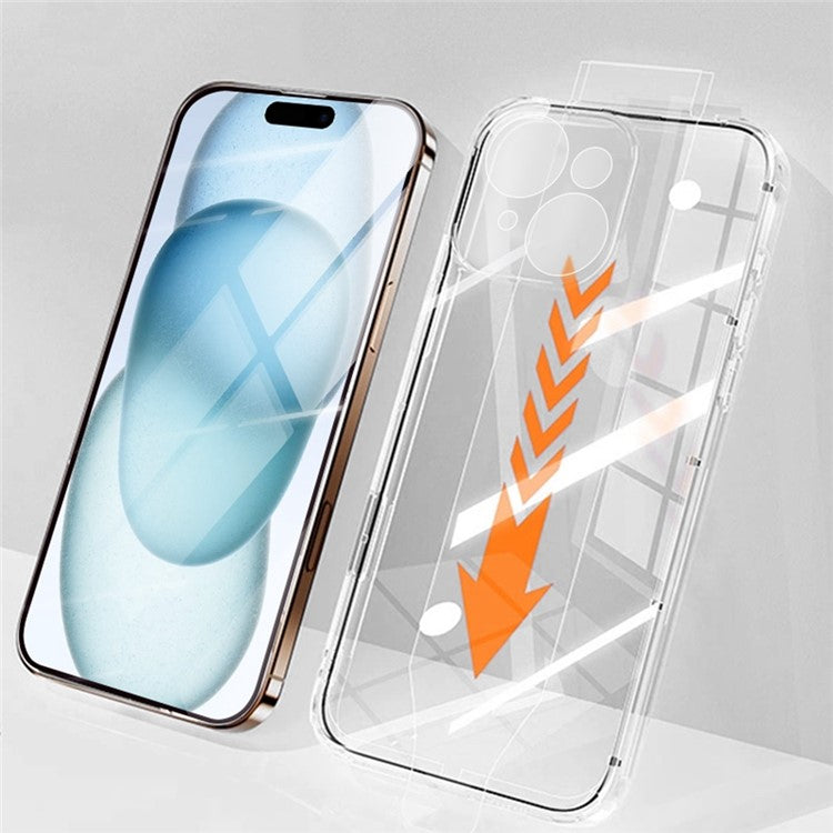 RURIHAI For iPhone 15 Case Clear TPU Phone Cover with Easy Installation High Aluminium-Silicon Glass Film