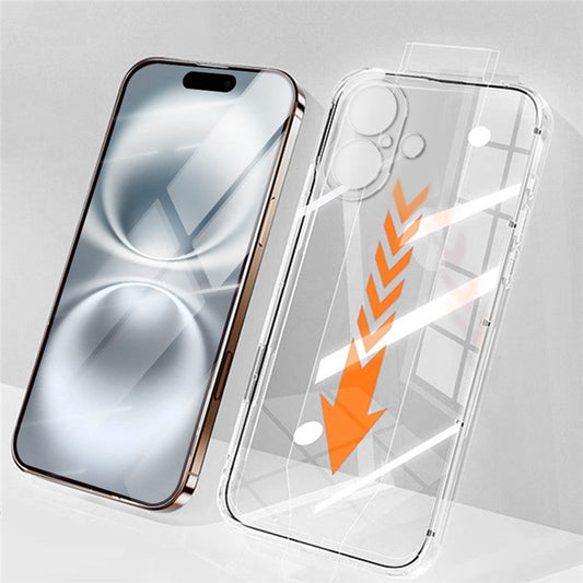 RURIHAI For iPhone 16 Plus Case Clear TPU Phone Cover with Easy Installation High Aluminium-Silicon Glass Film