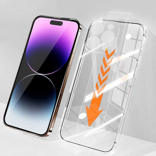 RURIHAI For iPhone 14 Pro Max Case Clear TPU Phone Cover with Easy Installation High Aluminium-Silicon Glass Film
