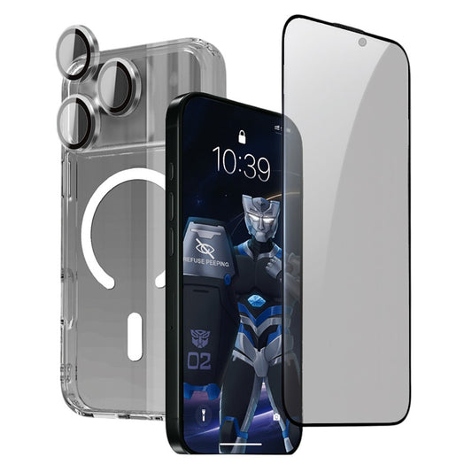 URR For iPhone 17 Pro Max Magnetic Case with Privacy Screen Protector / Lens Film TPU + PC Clear Phone Cover