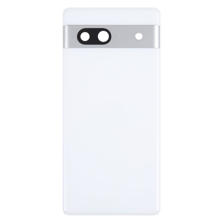 For Google Pixel 7a GWKK3 / GHL1X / G0DZQ / G82U8 OEM Battery Housing Cover Repair Part + Camera Lens Ring Cover - White