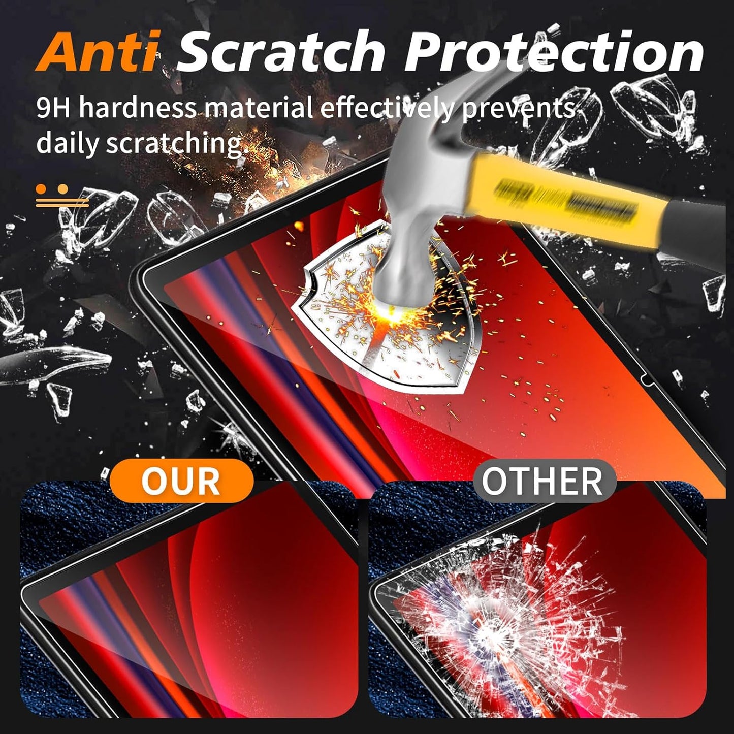 For Samsung Galaxy Tab S9 FE Tempered Glass Screen Protector 2.5D Straight Edge Film