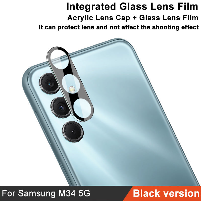 IMAK For Samsung Galaxy M34 5G / F34 5G Camera Lens Protector Integrated Acrylic Lens Cap + Tempered Glass Lens Film (Black Version)