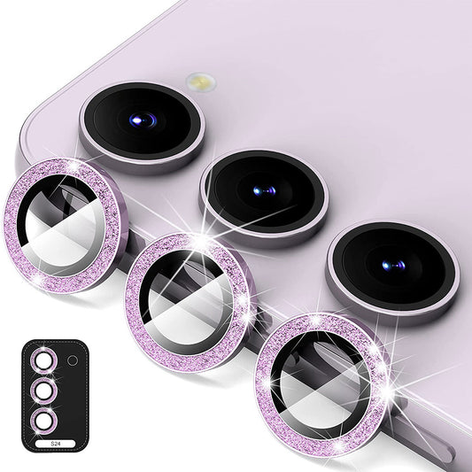 ENKAY HAT PRINCE For Samsung Galaxy S24 Camera Lens Protector Glitter Decor Individual Lens Film - Purple