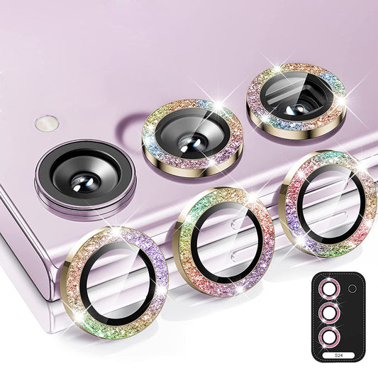 ENKAY HAT PRINCE For Samsung Galaxy S24 Camera Lens Protector Glitter Decor Individual Lens Film - Colorful