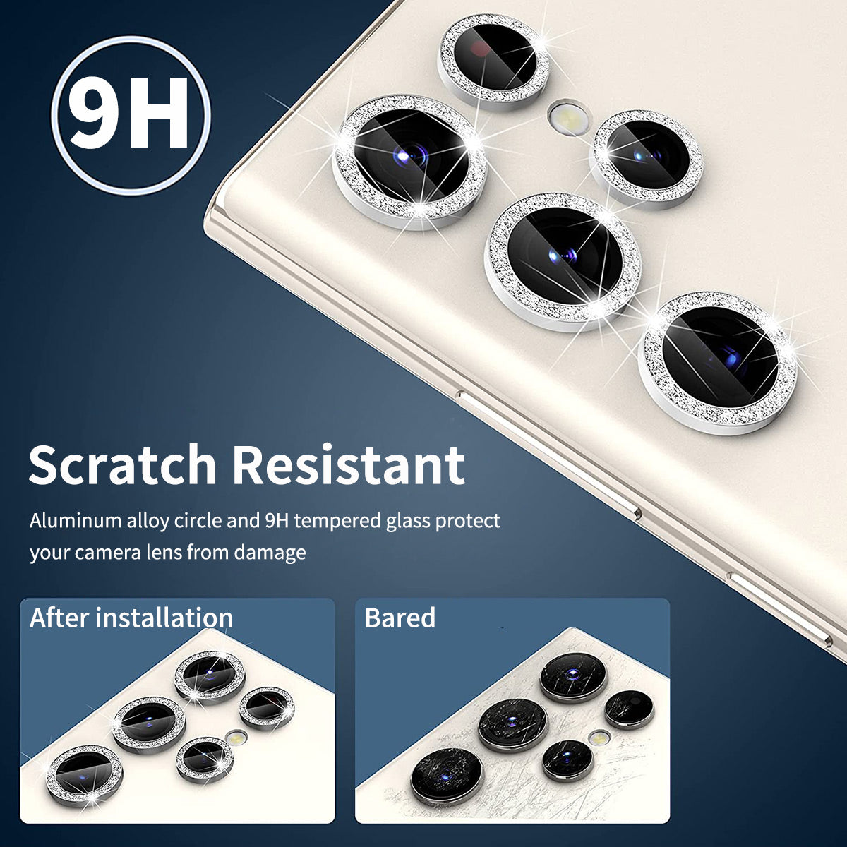 ENKAY HAT PRINCE For Samsung Galaxy S24 Ultra Camera Lens Protector Aluminum Alloy Glitter Ring Lens Film - Colorful