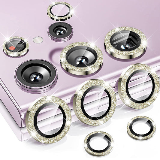 ENKAY HAT PRINCE For Samsung Galaxy S24 Ultra Camera Lens Protector Aluminum Alloy Glitter Ring Lens Film - Yellow