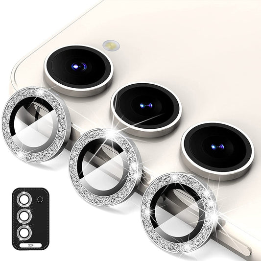 ENKAY HAT PRINCE For Samsung Galaxy S24+ Glitter Lens Film Individual Metal Camera Lens Protector - Silver