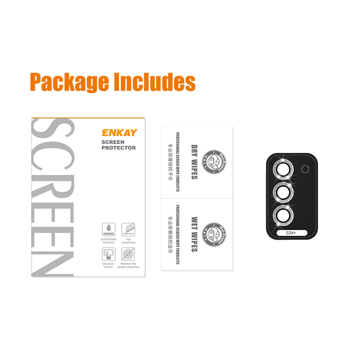 ENKAY HAT PRINCE For Samsung Galaxy S24+ Glitter Lens Film Individual Metal Camera Lens Protector - Silver