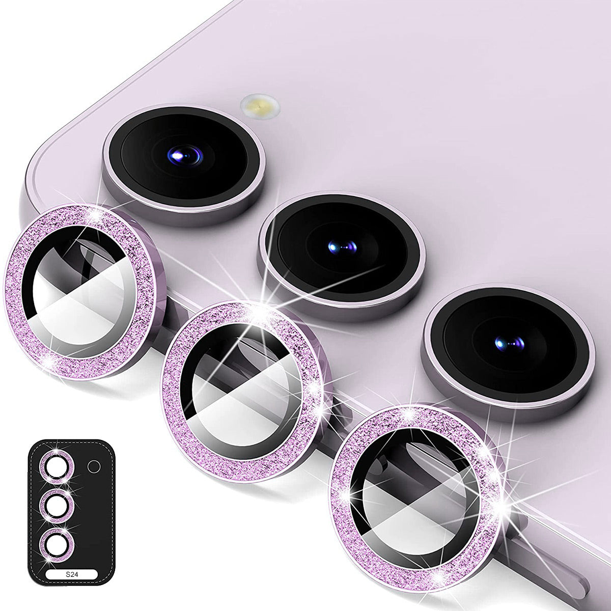 ENKAY HAT PRINCE For Samsung Galaxy S24+ Glitter Lens Film Individual Metal Camera Lens Protector - Purple