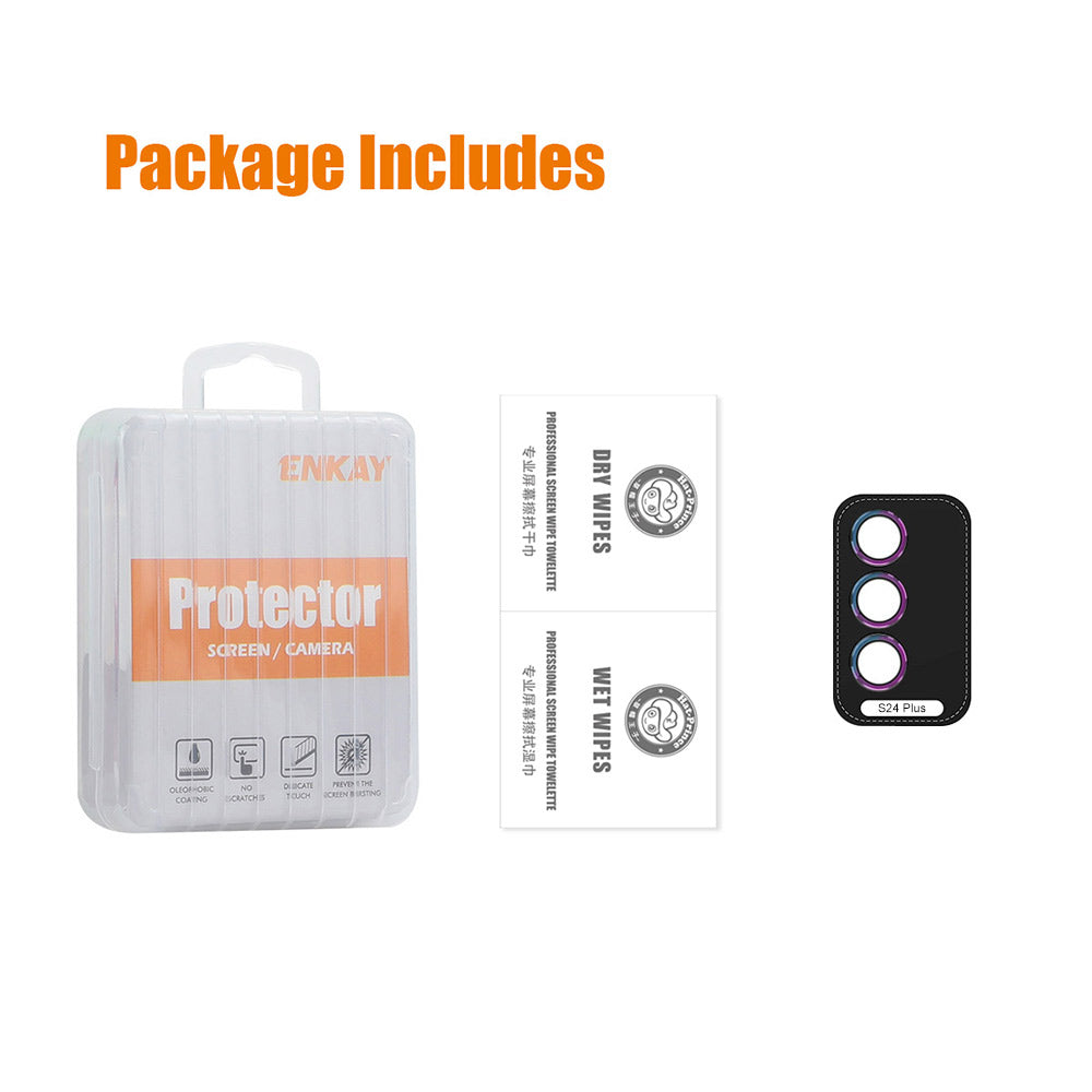 ENKAY HAT PRINCE For Samsung Galaxy S24+ Camera Lens Protector Aluminum Alloy+Tempered Glass Lens Film - Black