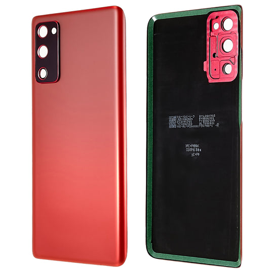 For Samsung Galaxy S20 FE G780  / S20 FE 5G G781 Battery Housing with Adhesive Sticker + Camera Lens Cover (without Logo) - Red