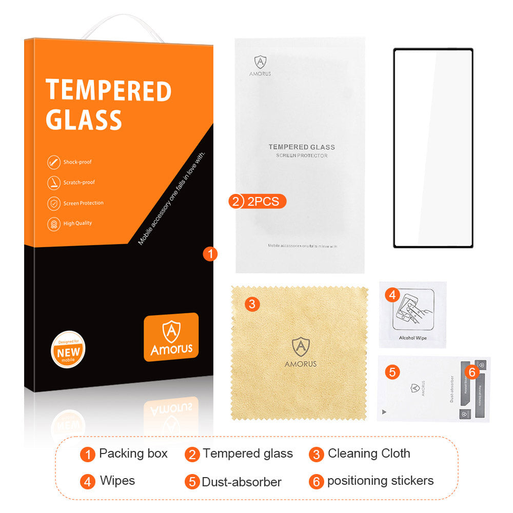 AMORUS For Samsung Galaxy Z Fold6 5G Super Clear Black Tempered Glass Full Screen Protector (Silk Printing)