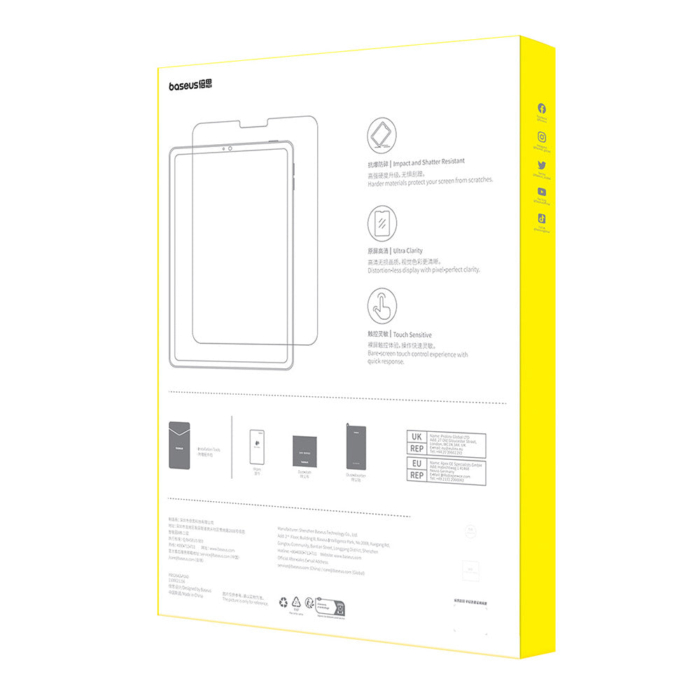 BASEUS Crystal Series For iPad Pro 11 (2024) Screen Film Clear Tempered Glass HD Screen Protector