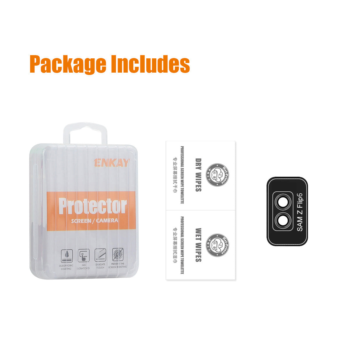 ENKAY HAT PRINCE For Samsung Galaxy Z Flip6 5G 1 Set Camera Lens Protector 9H Anti-fingerprint Rear Lens Film with Metal Ring - Black