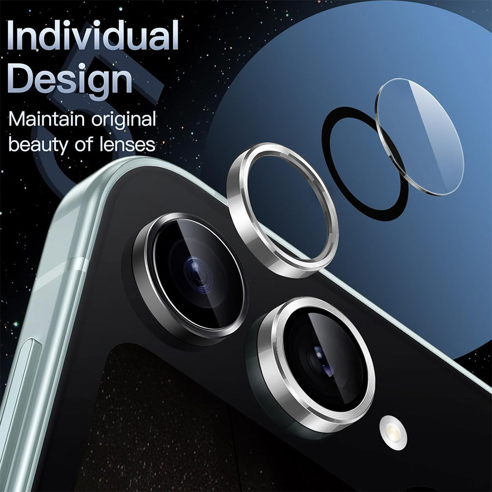 ENKAY HAT PRINCE For Samsung Galaxy Z Flip6 5G 1 Set Camera Lens Protector 9H Anti-fingerprint Rear Lens Film with Metal Ring - Gold