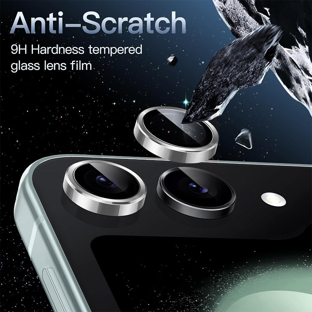 ENKAY HAT PRINCE For Samsung Galaxy Z Flip6 5G 1 Set Camera Lens Protector 9H Anti-fingerprint Rear Lens Film with Metal Ring - Gold