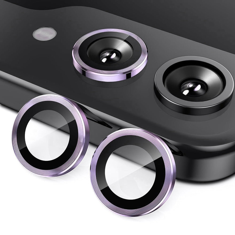 ENKAY HAT PRINCE For Samsung Galaxy Z Flip6 5G 1 Set Camera Lens Protector 9H Anti-fingerprint Rear Lens Film with Metal Ring - Light Purple