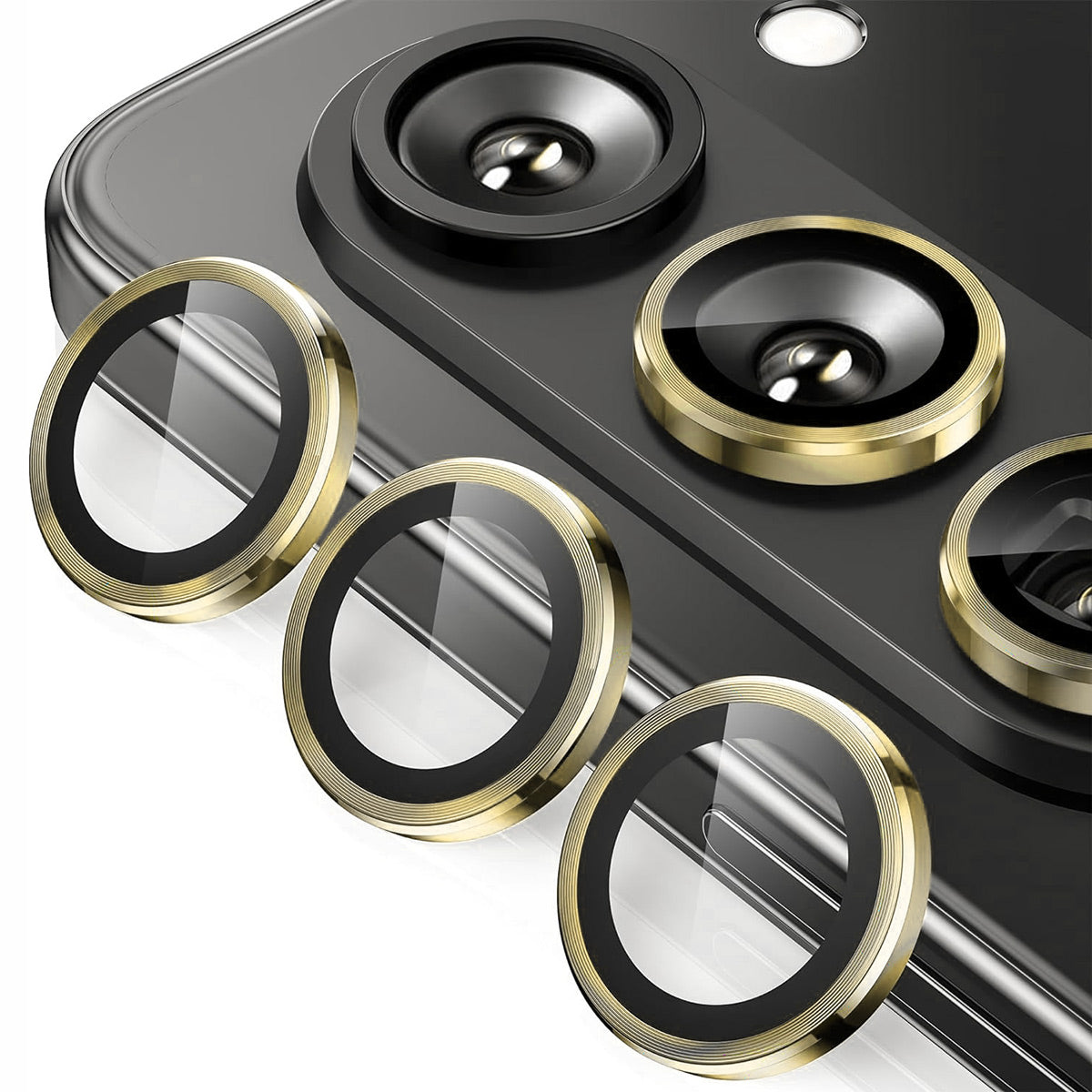 ENKAY HAT PRINCE For Samsung Galaxy Z Fold6 5G 1 Set Camera Lens Film Metal Ring Tempered Glass Lens Protector - Gold