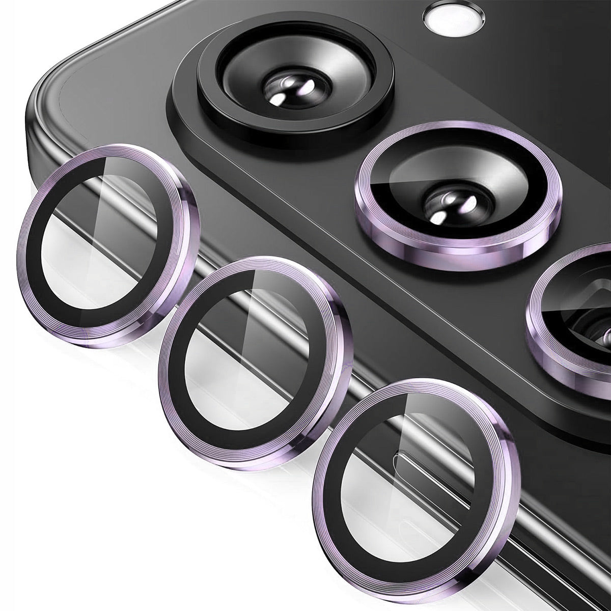 ENKAY HAT PRINCE For Samsung Galaxy Z Fold6 5G 1 Set Camera Lens Film Metal Ring Tempered Glass Lens Protector - Light Purple