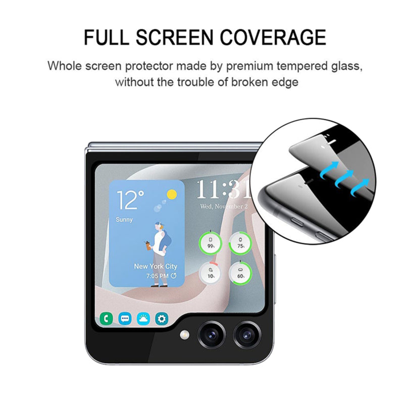 For Samsung Galaxy Z Flip6 5G Rear Small Screen Protector Silk Printing Tempered Glass Film