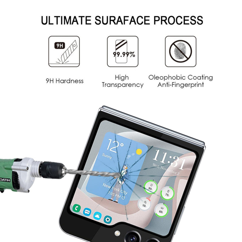 For Samsung Galaxy Z Flip6 5G Rear Small Screen Protector Silk Printing Tempered Glass Film