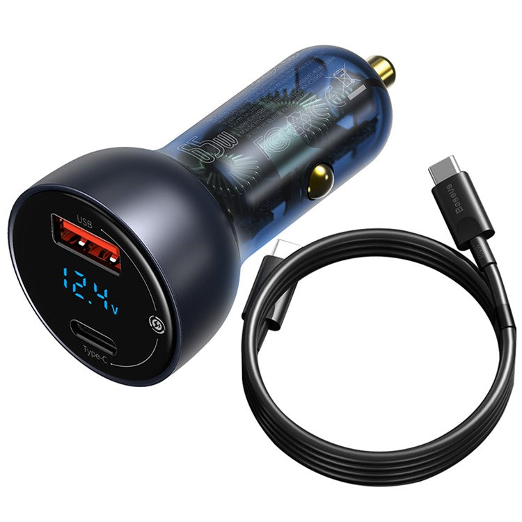 BASEUS Digital Display QC+PPS Dual Quick Charger Car Charger 65W [with 1m Type-C Cable 100W(20V/5A)]
