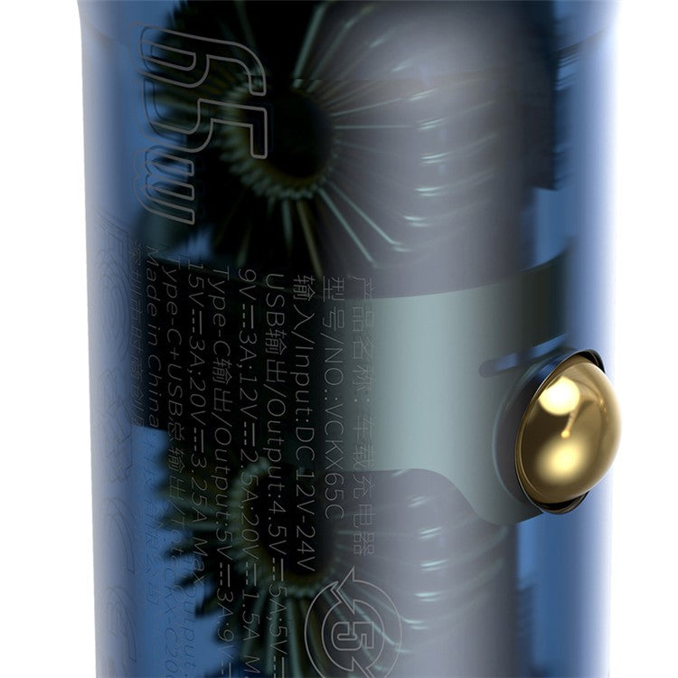 BASEUS Digital Display QC+PPS Dual Quick Charger Car Charger 65W [with 1m Type-C Cable 100W(20V/5A)]