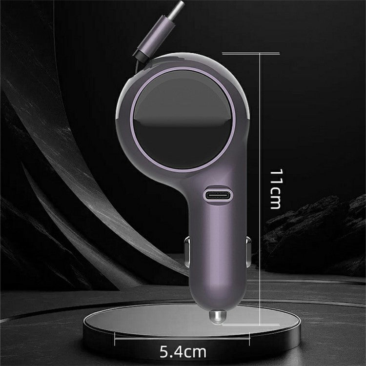 K2 PD 30W Type-C Port Phone Fast Charging Adapter Car Charger with 60W Type-C Retractable Cable