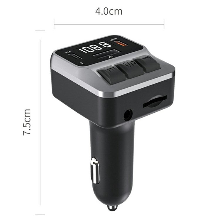 C65 Car Bluetooth FM Transmitter with Dual Type-C Port PD 30W Fast Charging Adapter