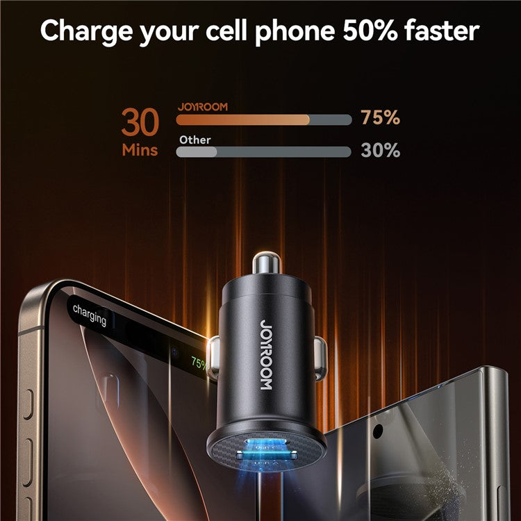 JOYROOM JR-CCN16 Mini 15W Car Charger Adapter USB-A+Type-C Dual USB Port Charger