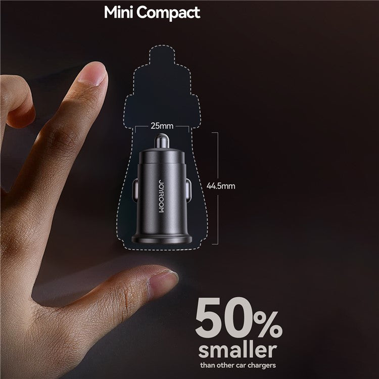 JOYROOM JR-CCN16 Mini 15W Car Charger Adapter USB-A+Type-C Dual USB Port Charger